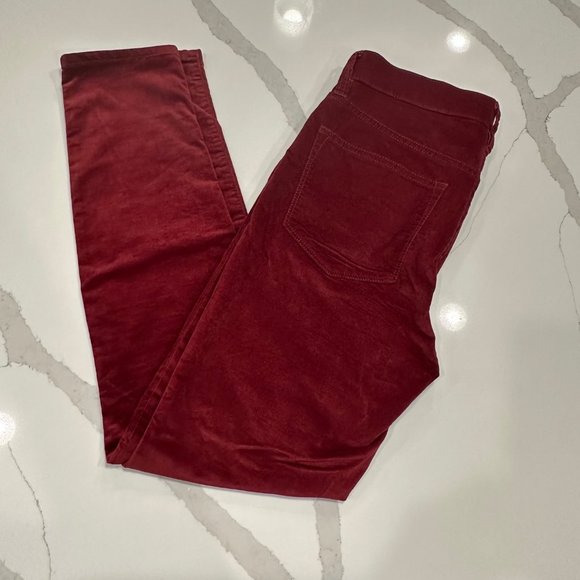 J. Crew Crimson 9" High-Rise Toothpick Velvet Pants Size: 28 (NWT) - Picture 2 of 10